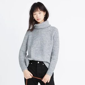 Madewell Donegal Mercer Turtleneck Sweater in Coziest Yarn grey speckled nwt
